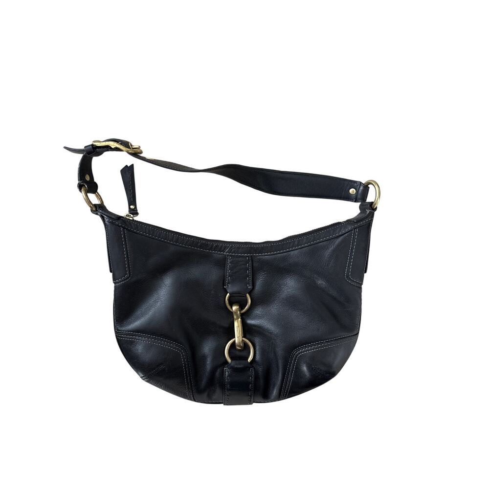 Coach Hampton Black Leather Hobo Shoulder Bag Horsebit